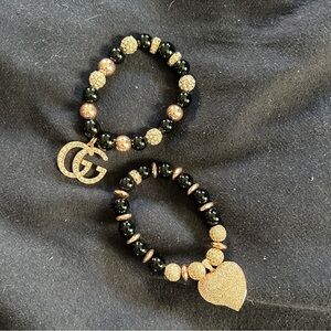 FREE W/PURCHASE - Black and Rose Gold Sparkly Stretch Bracelets